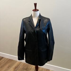 ZARA Women's Faux Leather Blazer Size S In Black